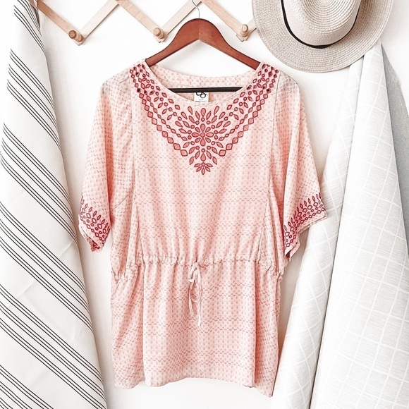 Anthropologie One September Embroidered Tie Waist Blouse - Picture 1 of 6
